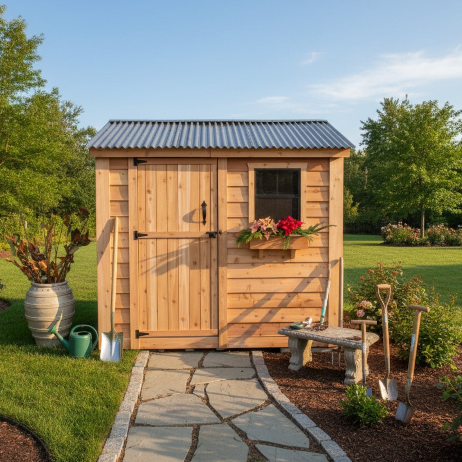 SpaceSaver Single Door Outdoor Storage Shed 8' x 4' - Eartheasy