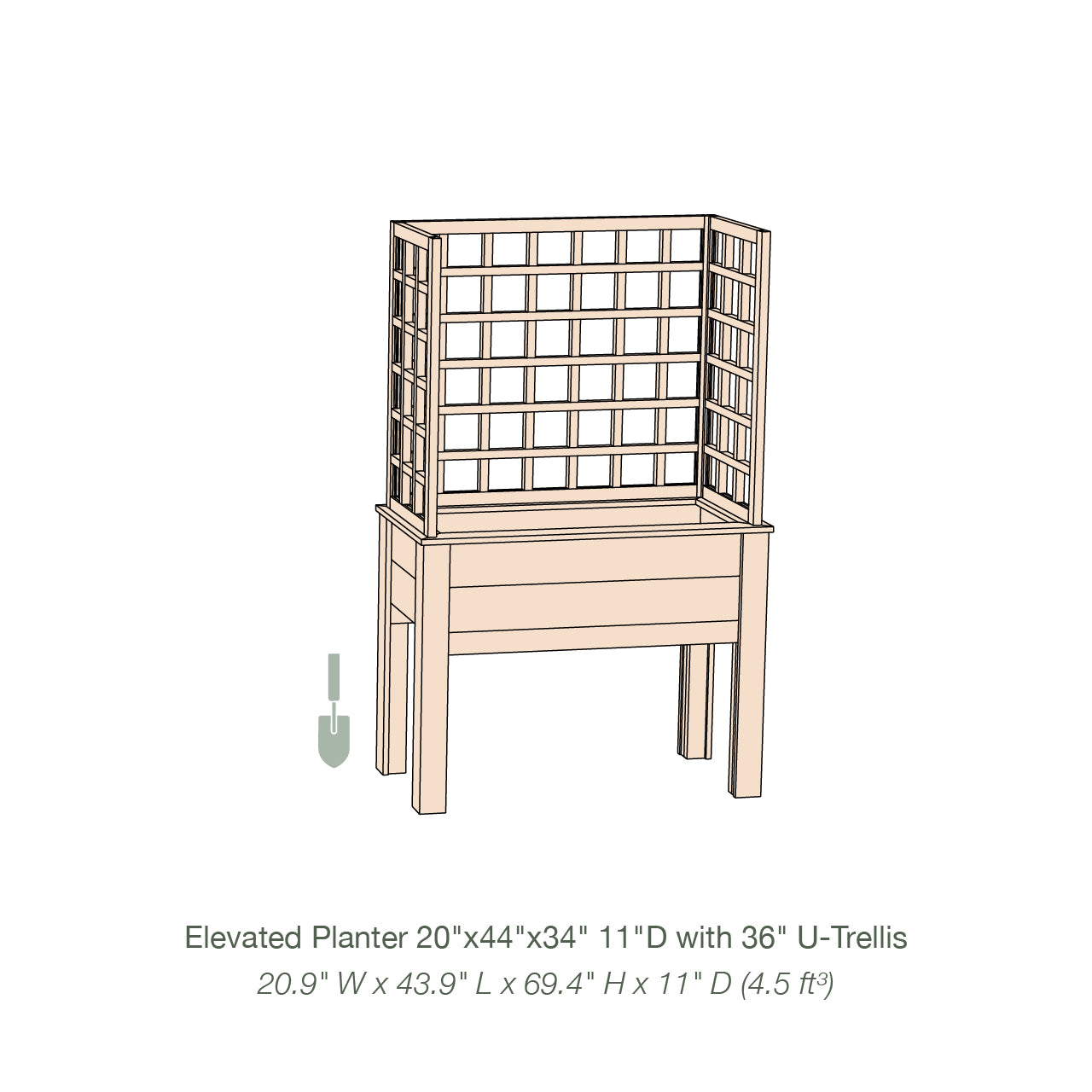 Natural Cedar Elevated Planter with U-Trellis