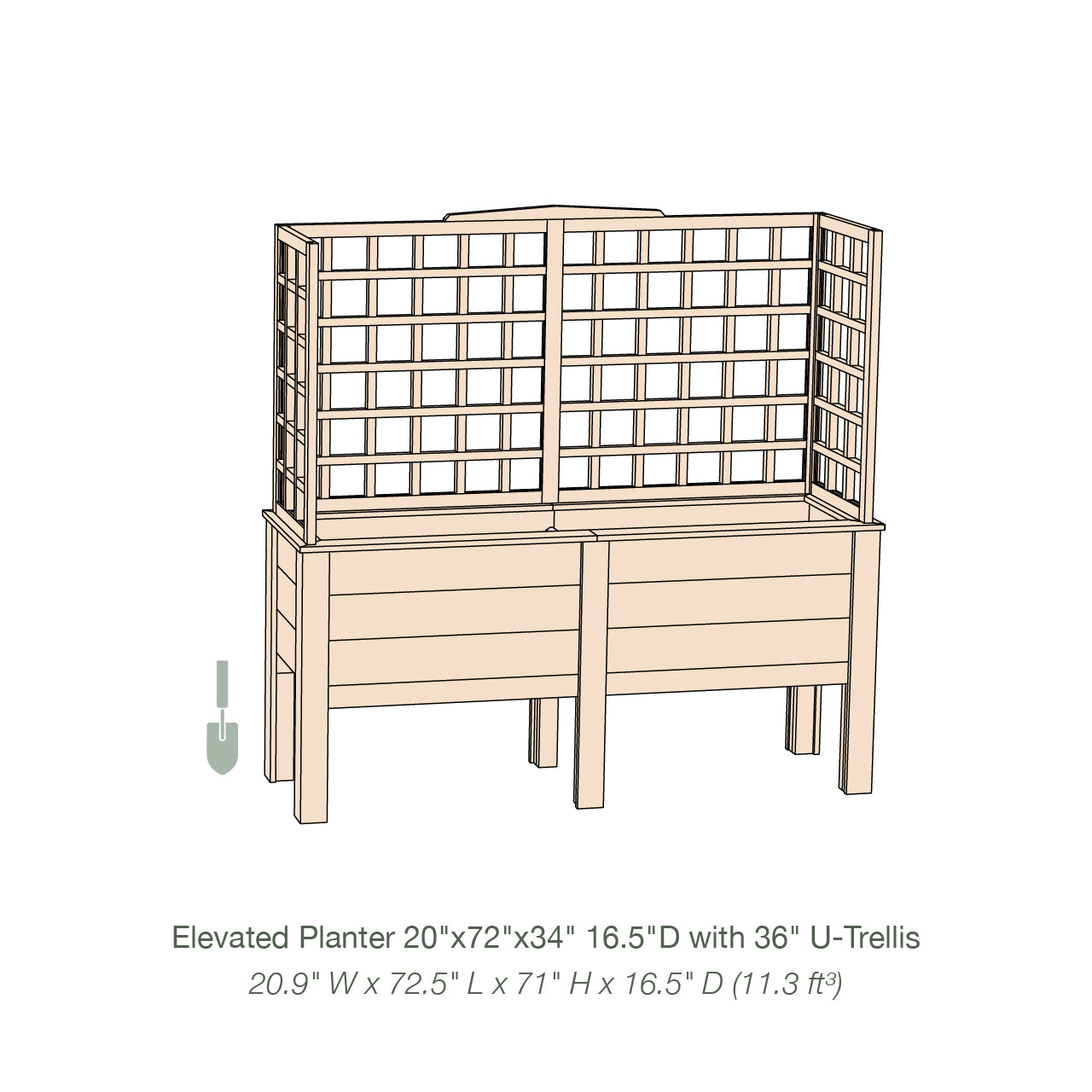 Natural Cedar Elevated Planter with U-Trellis
