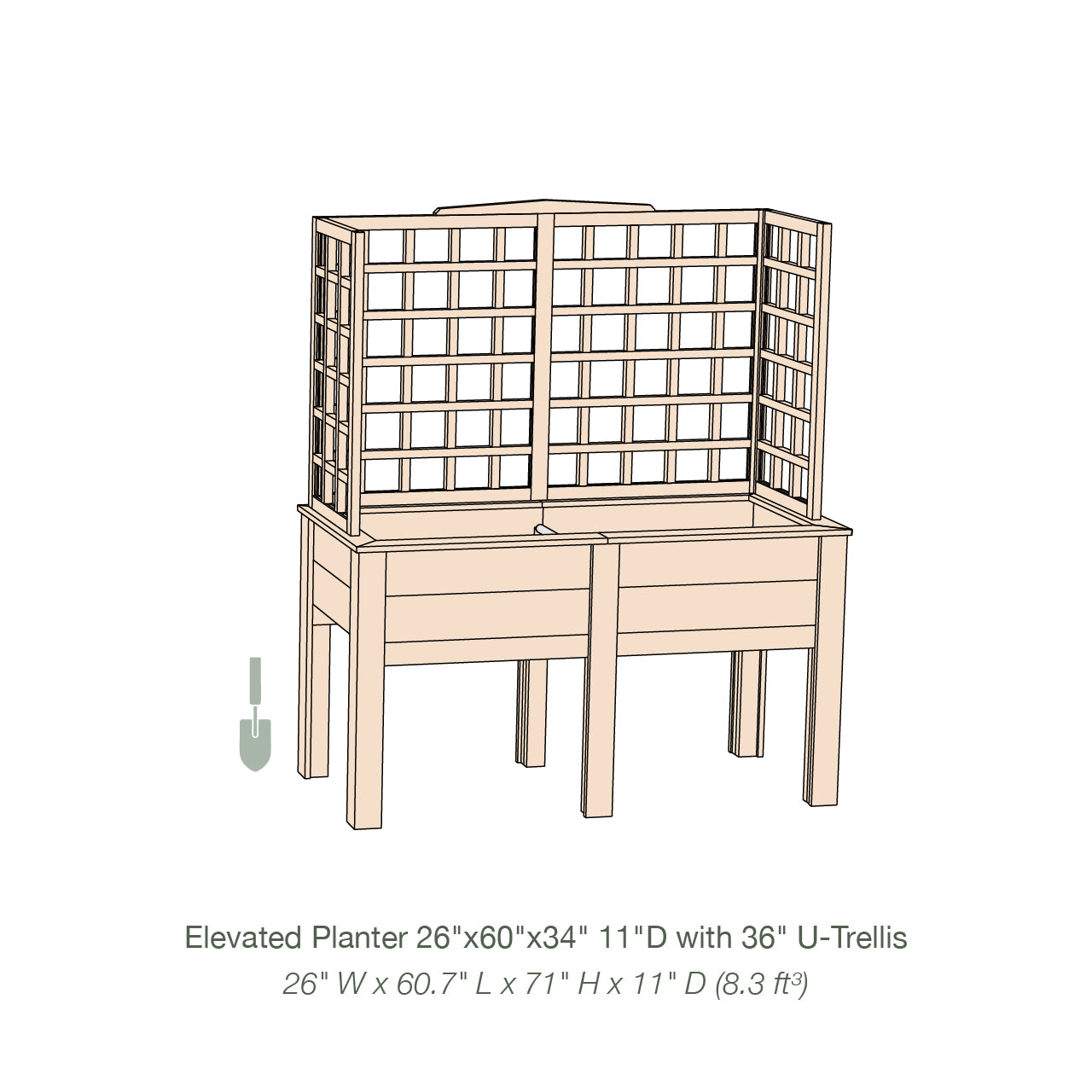 Natural Cedar Elevated Planter with U-Trellis