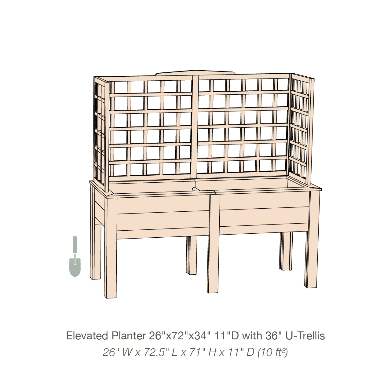 Natural Cedar Elevated Planter with U-Trellis