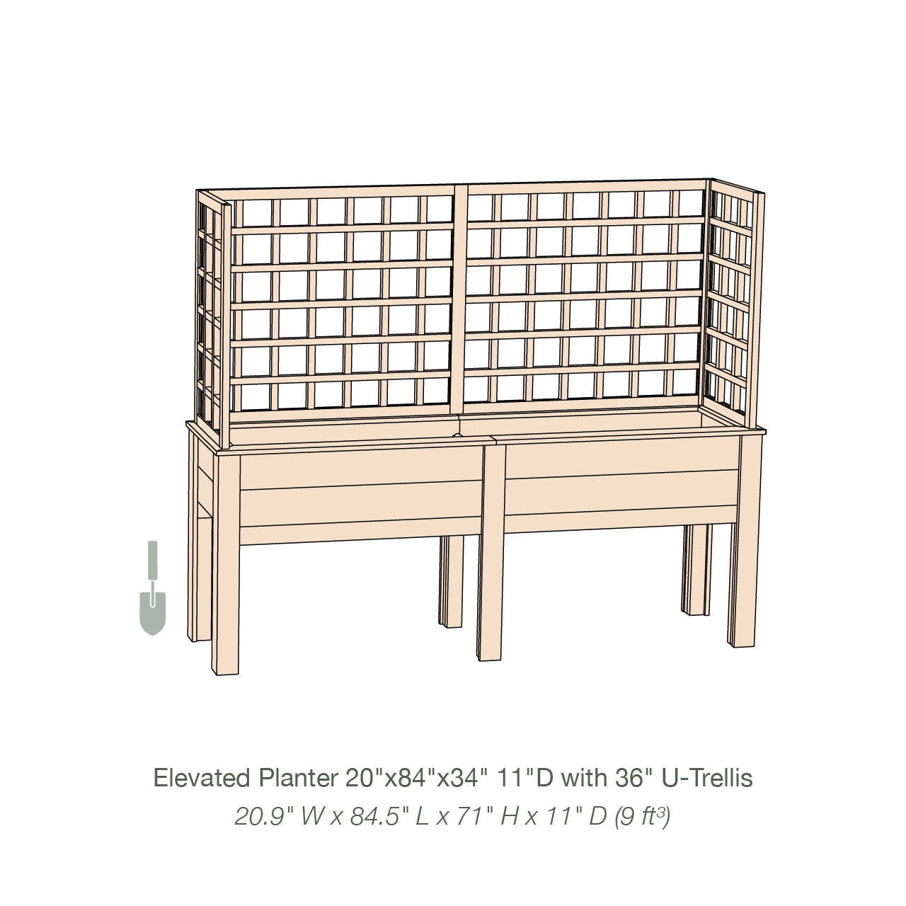 Natural Cedar Elevated Planter with U-Trellis