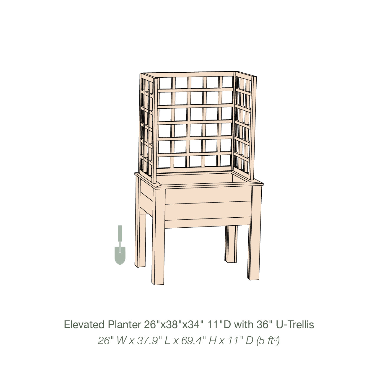 Natural Cedar Elevated Planter with U-Trellis