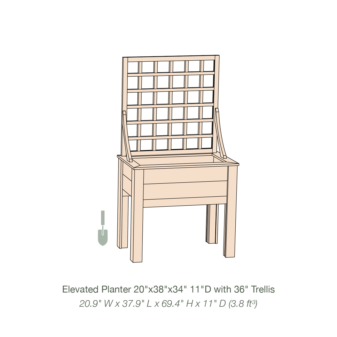 Natural Cedar Elevated Planter with Trellis