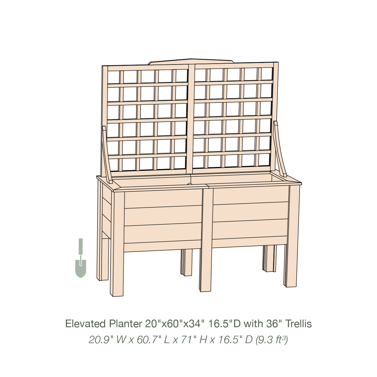 Natural Cedar Elevated Planter with Trellis