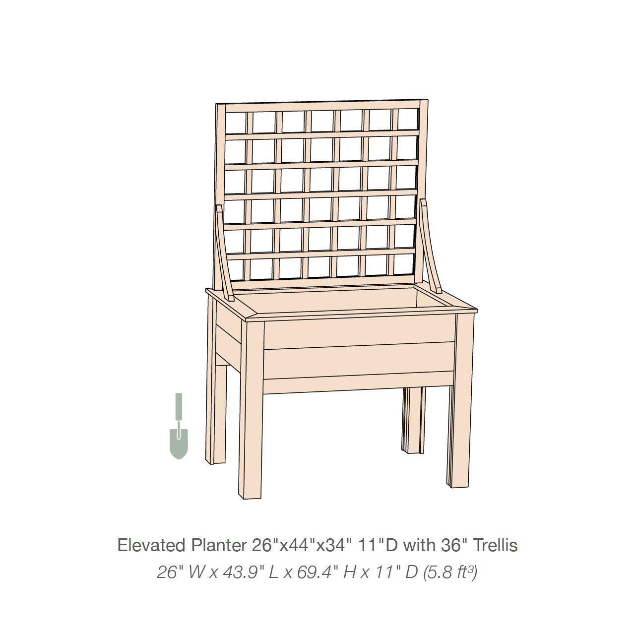 Natural Cedar Elevated Planter with Trellis