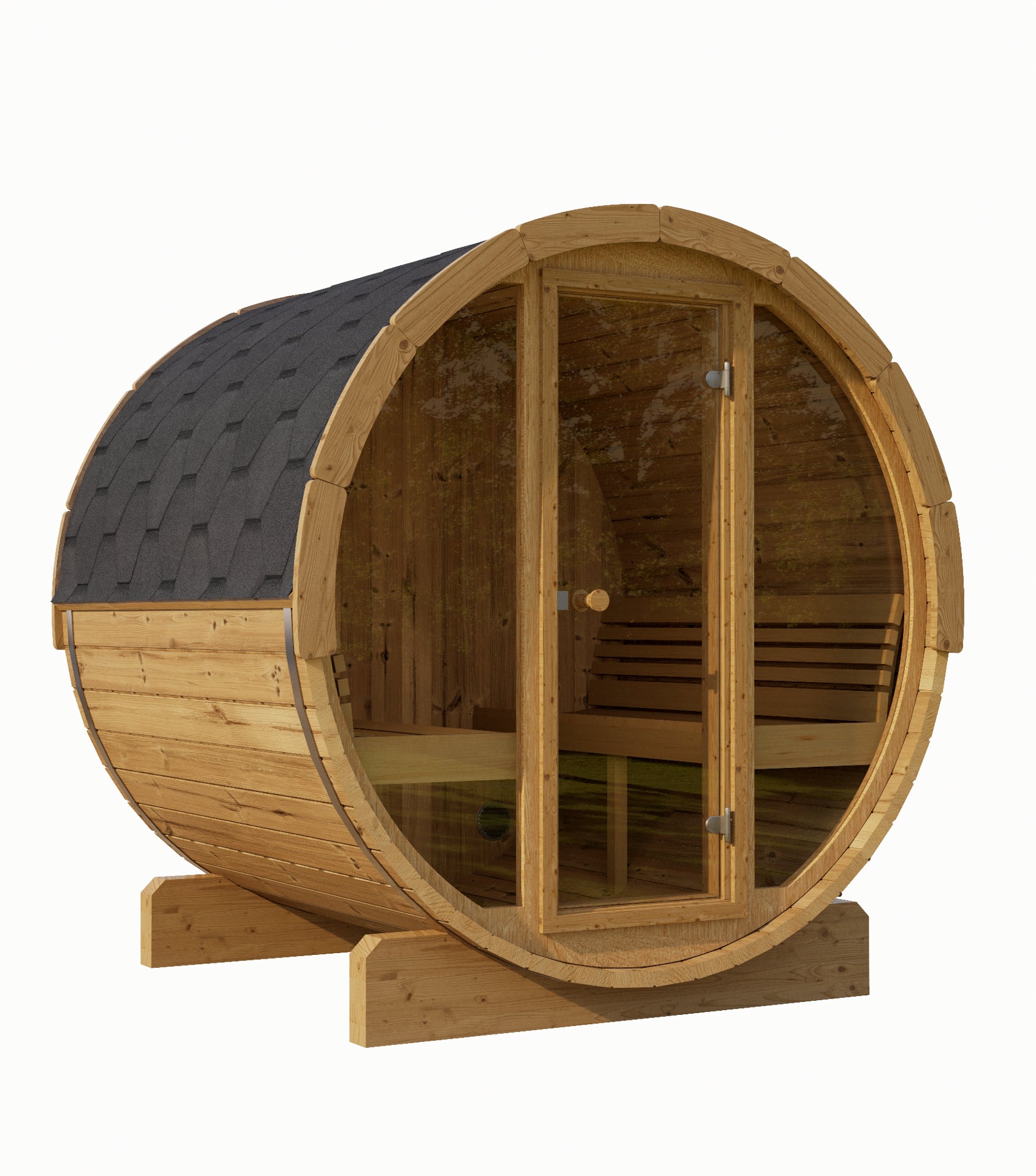 Outdoor Wooden Barrel Sauna - Panorama