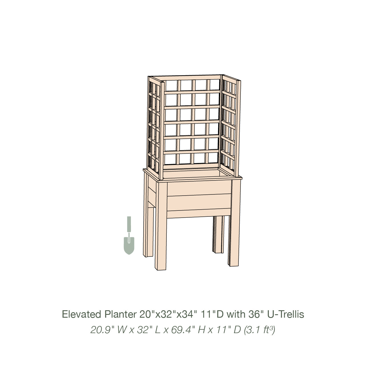 Natural Cedar Elevated Planter with U-Trellis