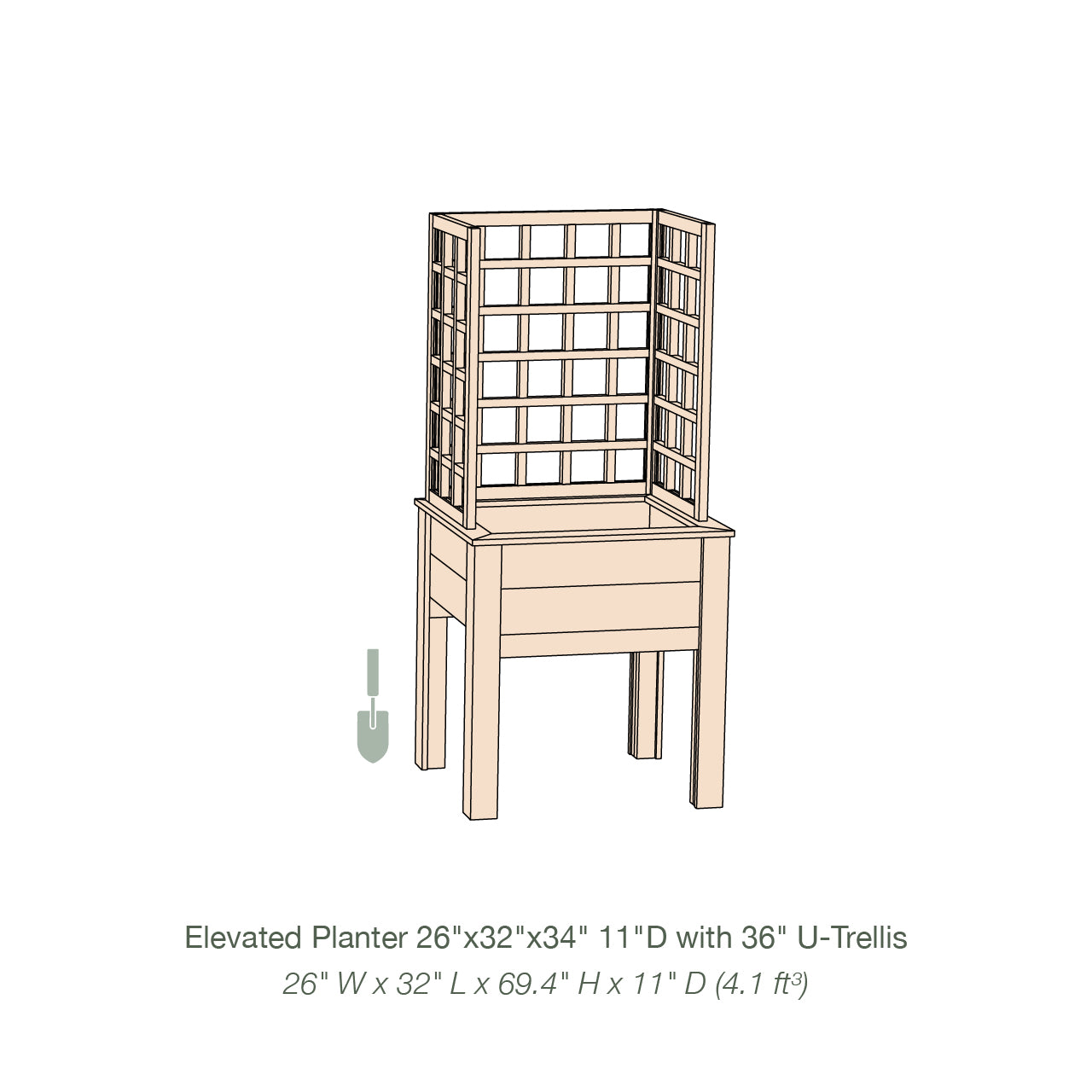 Natural Cedar Elevated Planter with U-Trellis