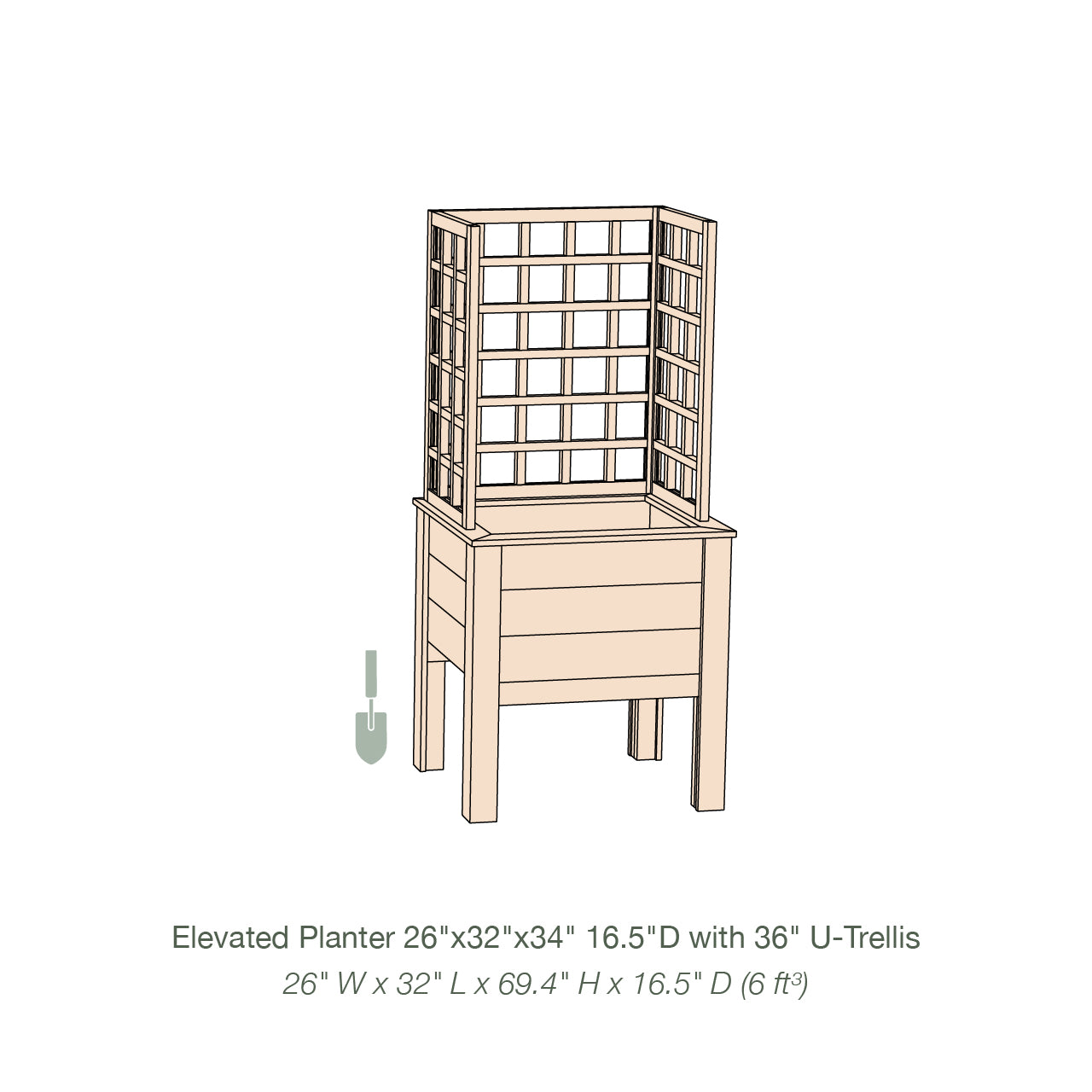 Natural Cedar Elevated Planter with U-Trellis