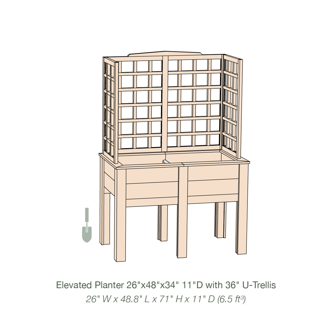 Natural Cedar Elevated Planter with U-Trellis