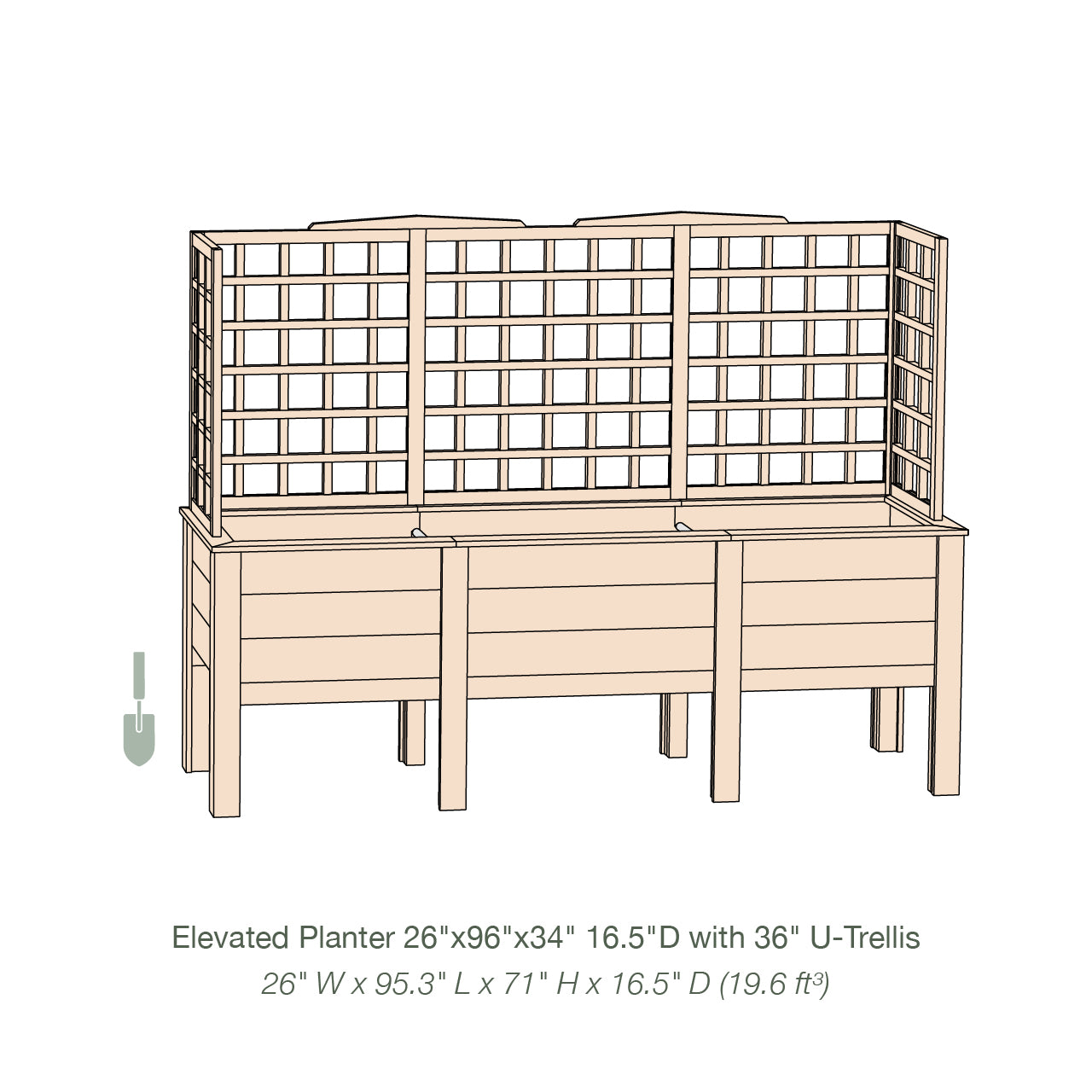 Natural Cedar Elevated Planter with U-Trellis