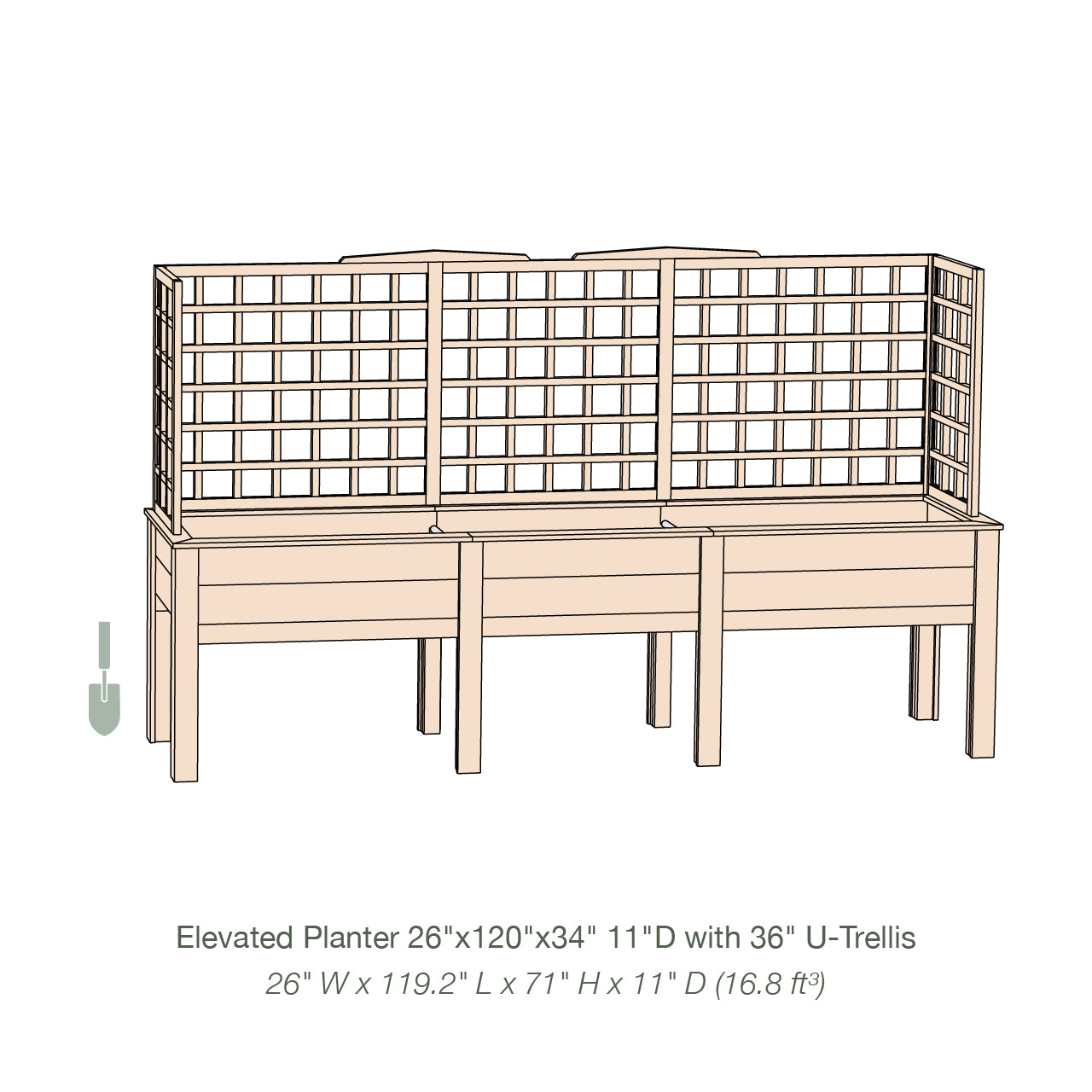 Natural Cedar Elevated Planter with U-Trellis