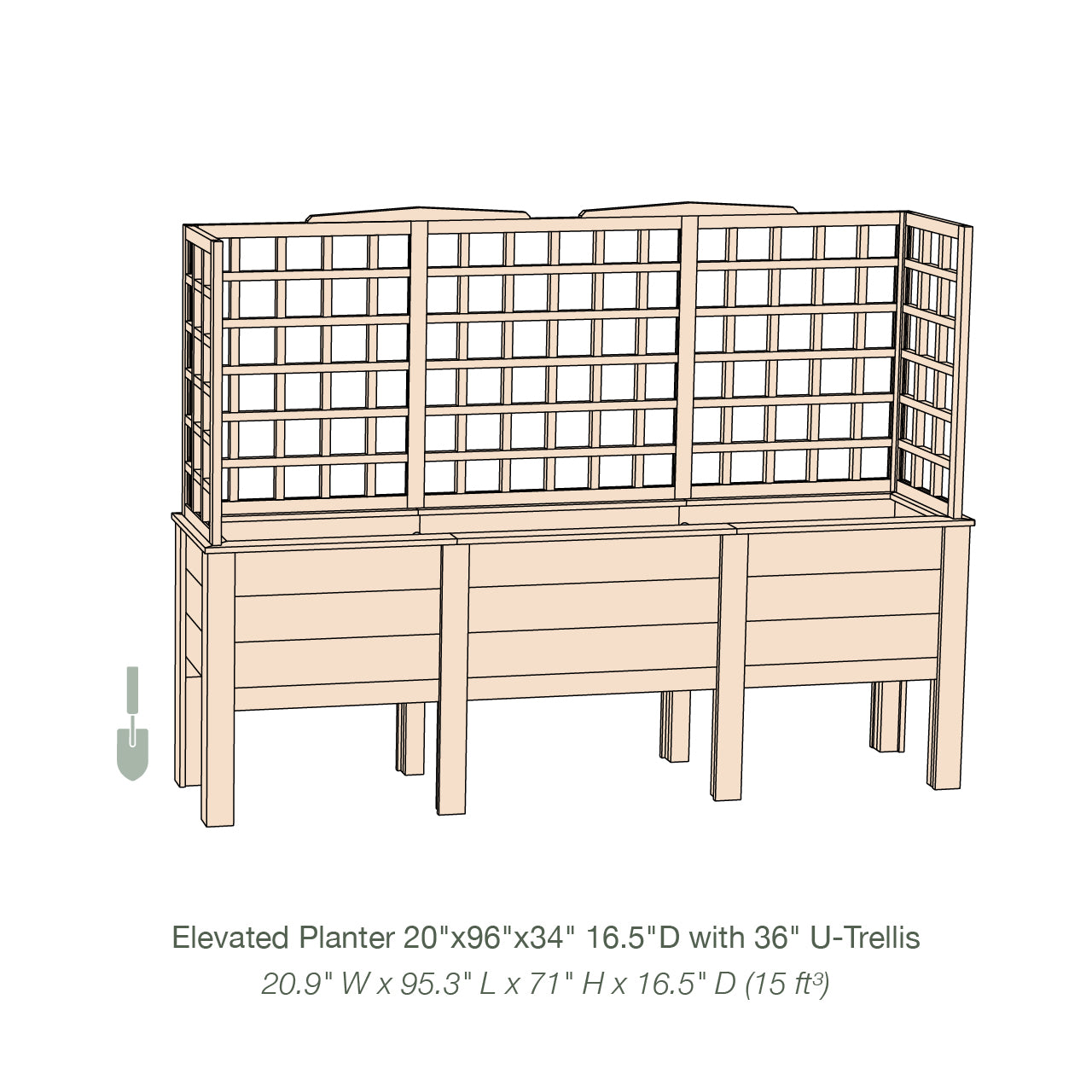 Natural Cedar Elevated Planter with U-Trellis