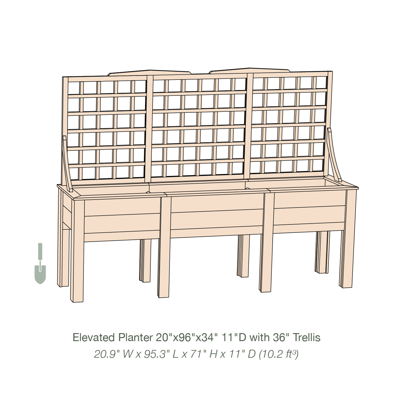 Natural Cedar Elevated Planter with Trellis