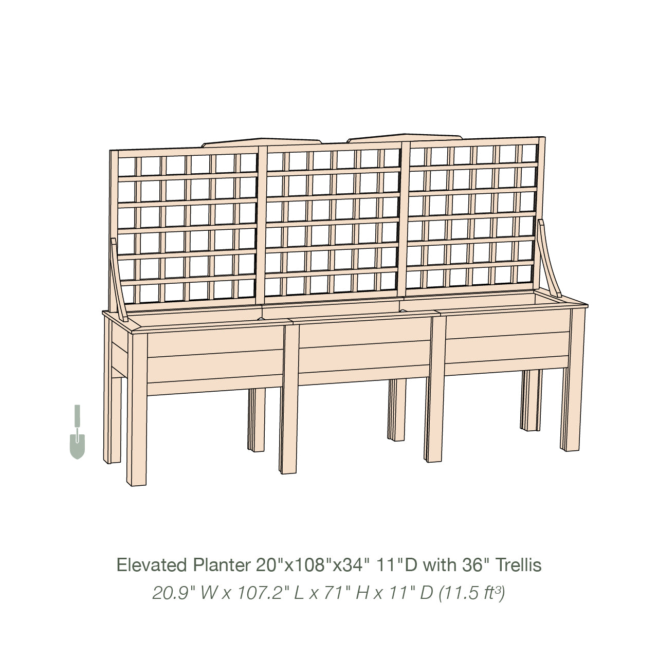 Natural Cedar Elevated Planter with Trellis