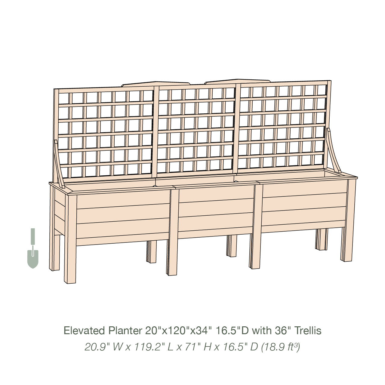 Natural Cedar Elevated Planter with Trellis