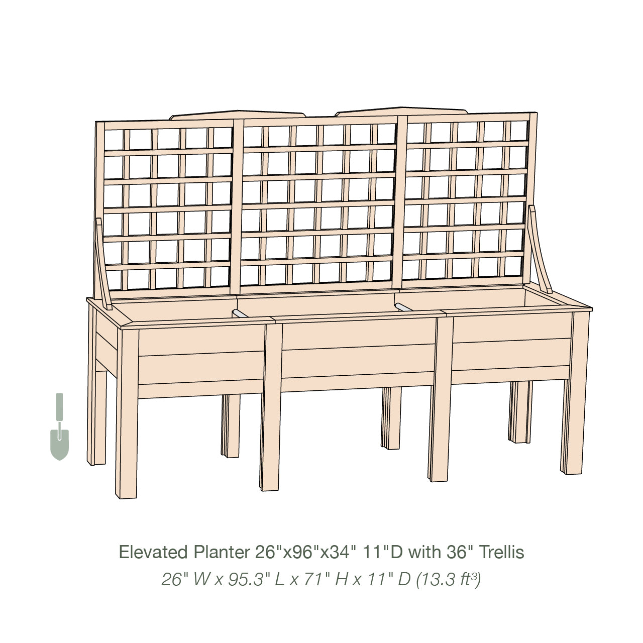 Natural Cedar Elevated Planter with Trellis