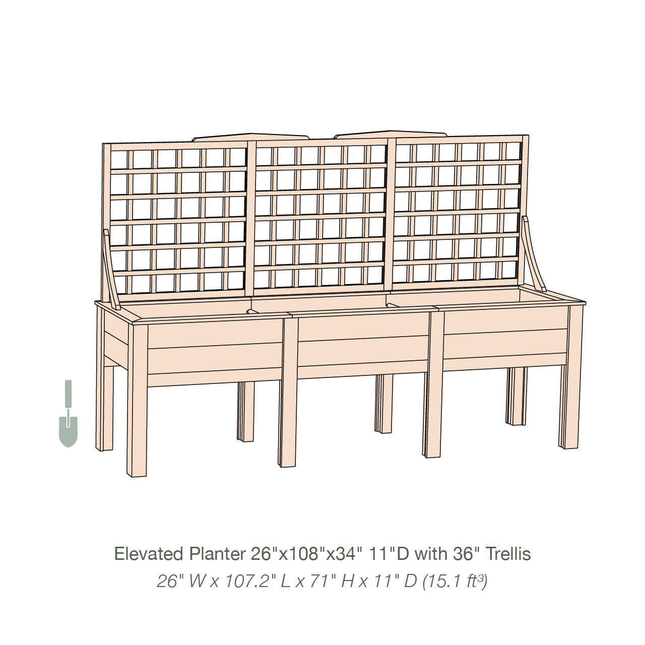Natural Cedar Elevated Planter with Trellis