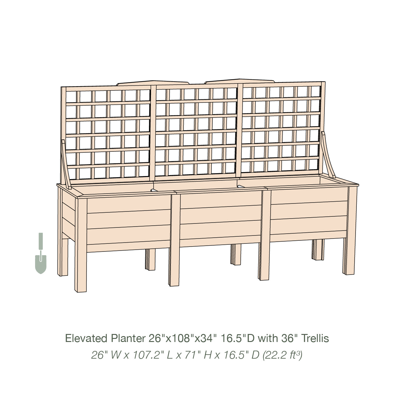 Natural Cedar Elevated Planter with Trellis
