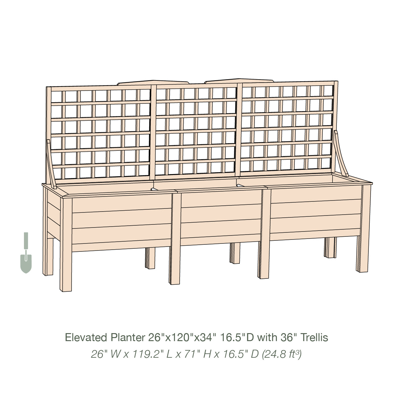 Natural Cedar Elevated Planter with Trellis