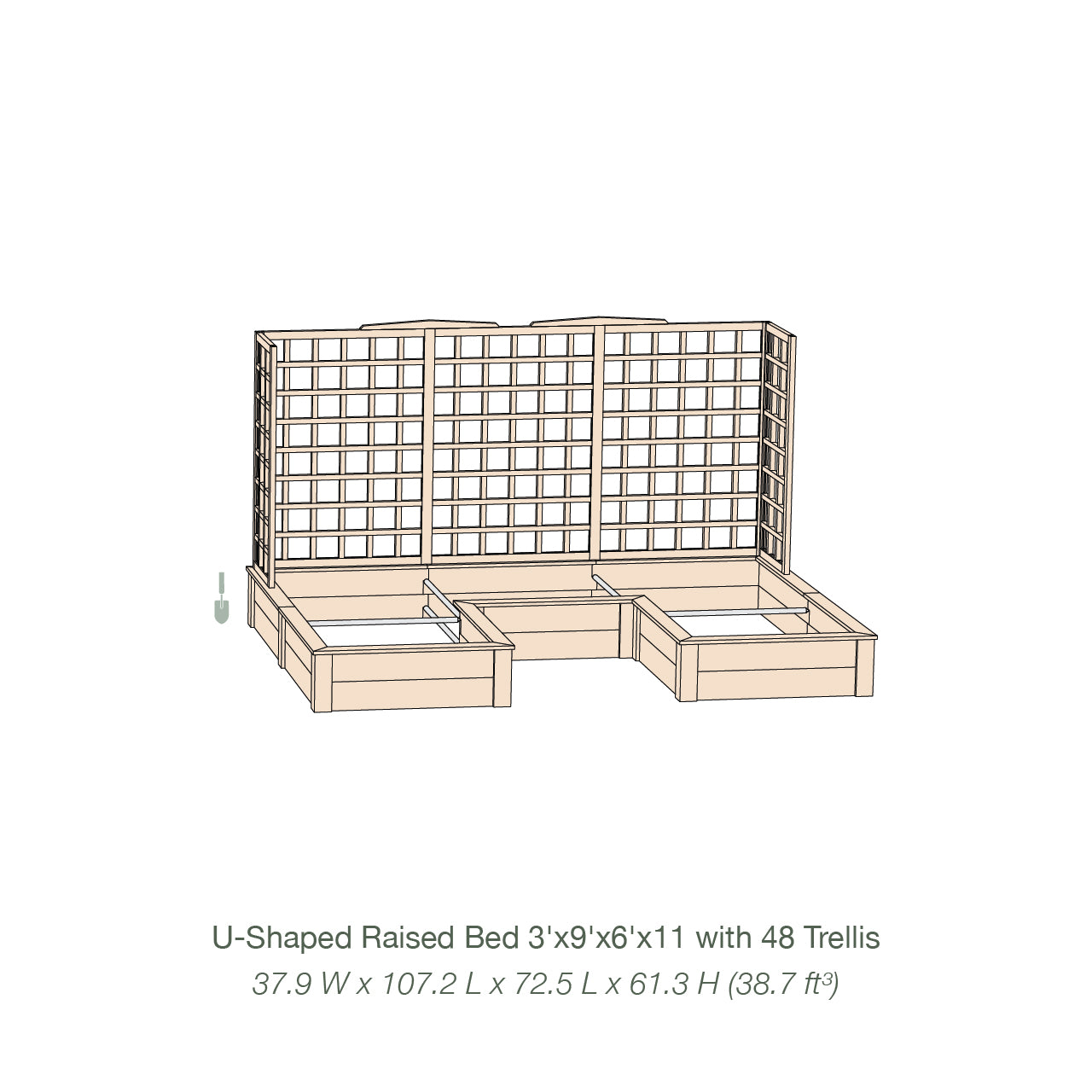 Natural Cedar 9' U-Shaped Raised Bed with Trellis