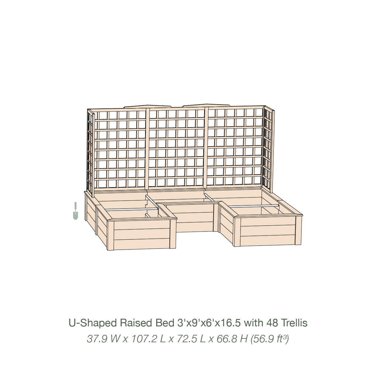 Natural Cedar 9' U-Shaped Raised Bed with Trellis