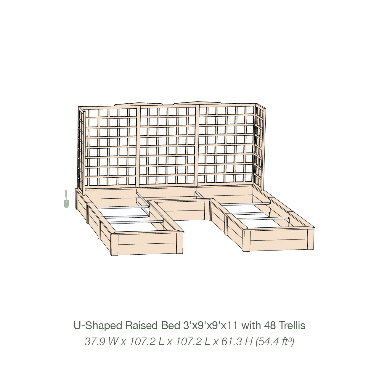 Natural Cedar 9' U-Shaped Raised Bed with Trellis