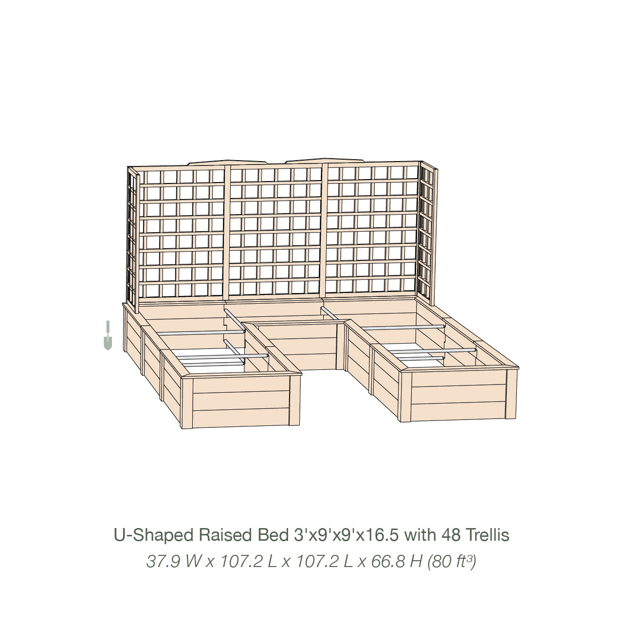 Natural Cedar 9' U-Shaped Raised Bed with Trellis