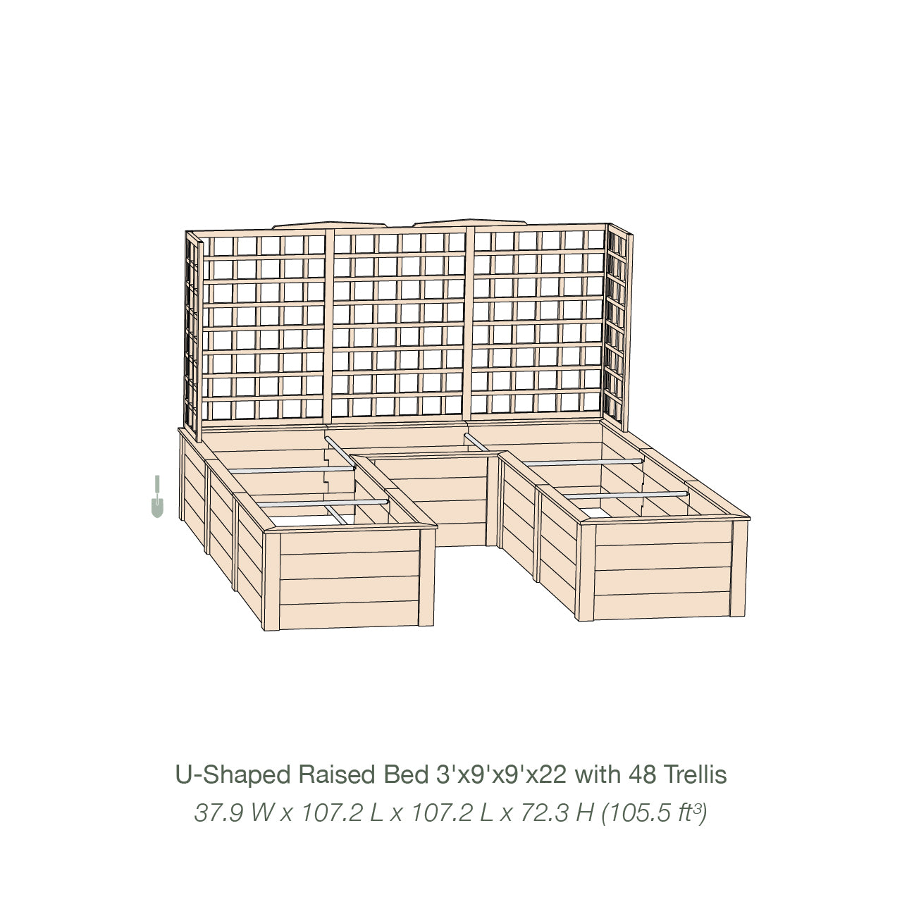 Natural Cedar 9' U-Shaped Raised Bed with Trellis