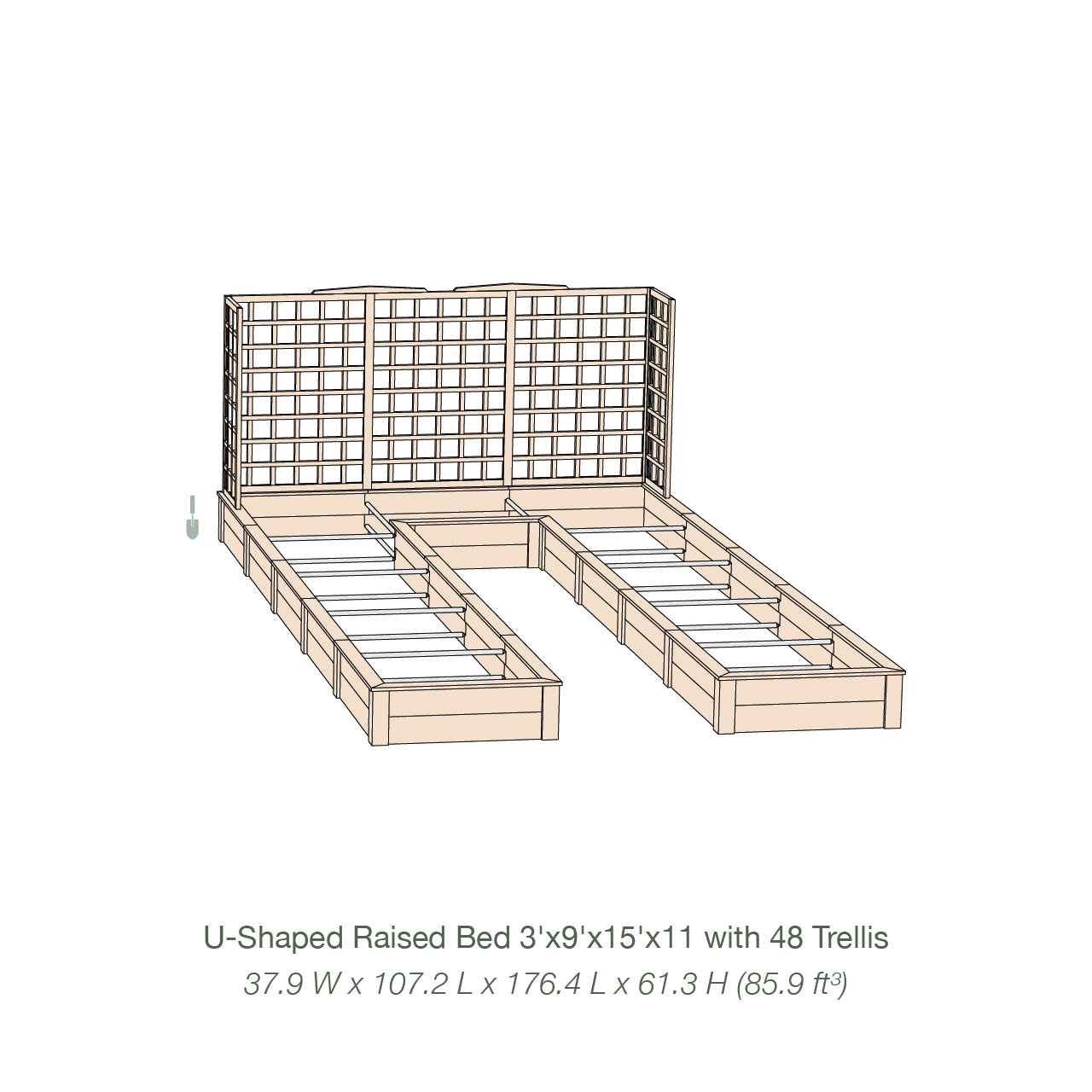Natural Cedar 9' U-Shaped Raised Bed with Trellis