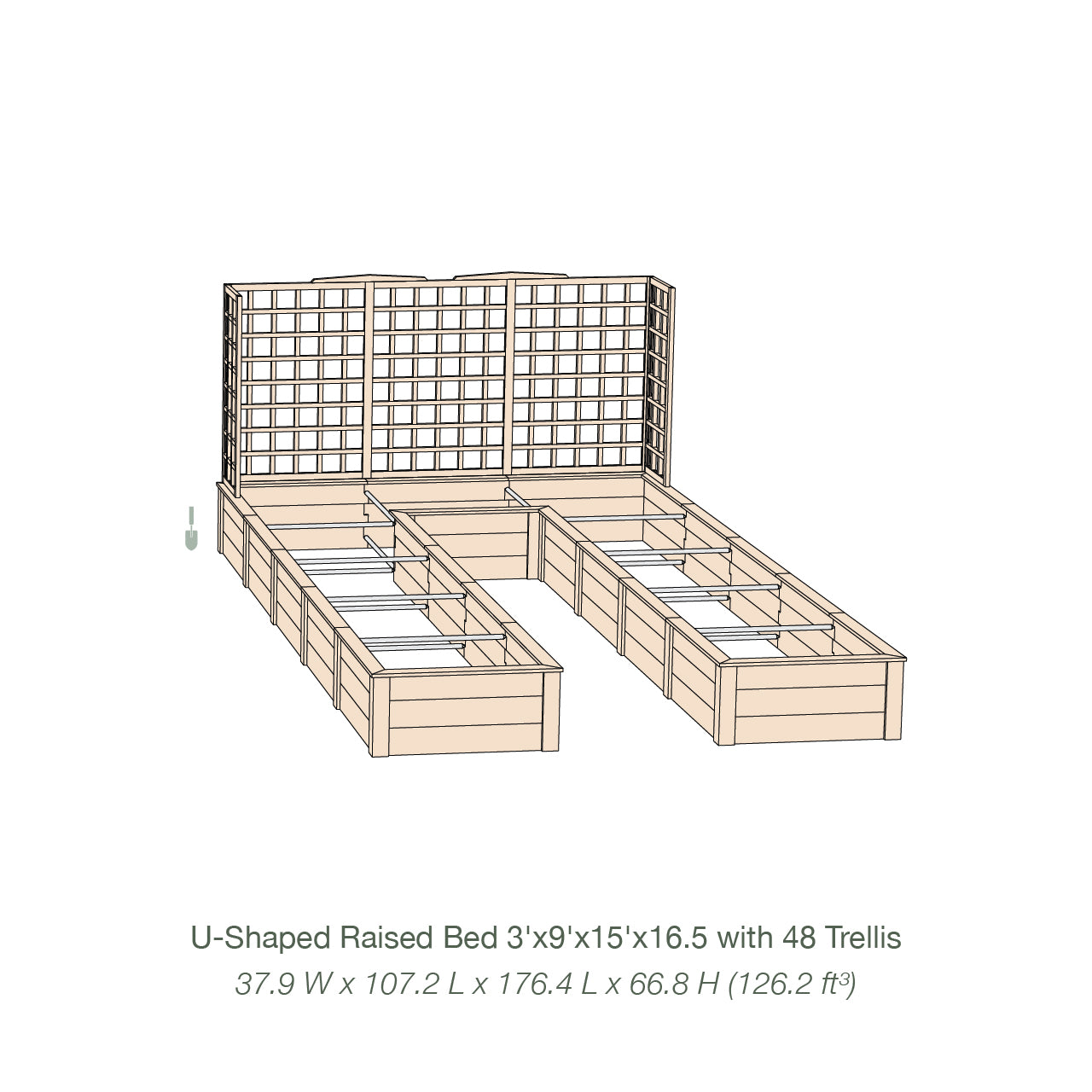 Natural Cedar 9' U-Shaped Raised Bed with Trellis