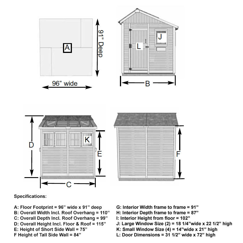 8' x 8' SunShed Garden Shed
