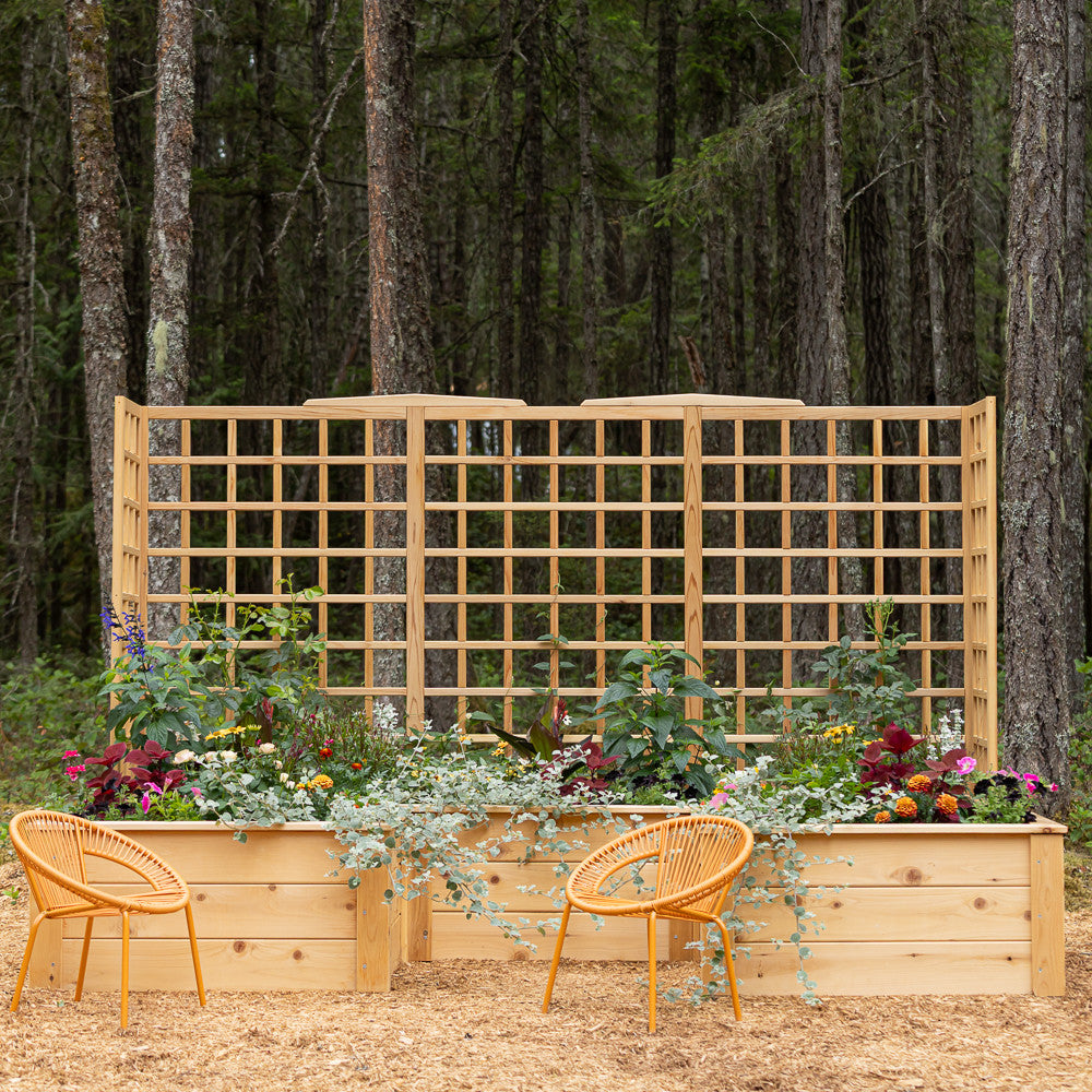 Natural Cedar 9' U-Shaped Raised Bed with Trellis