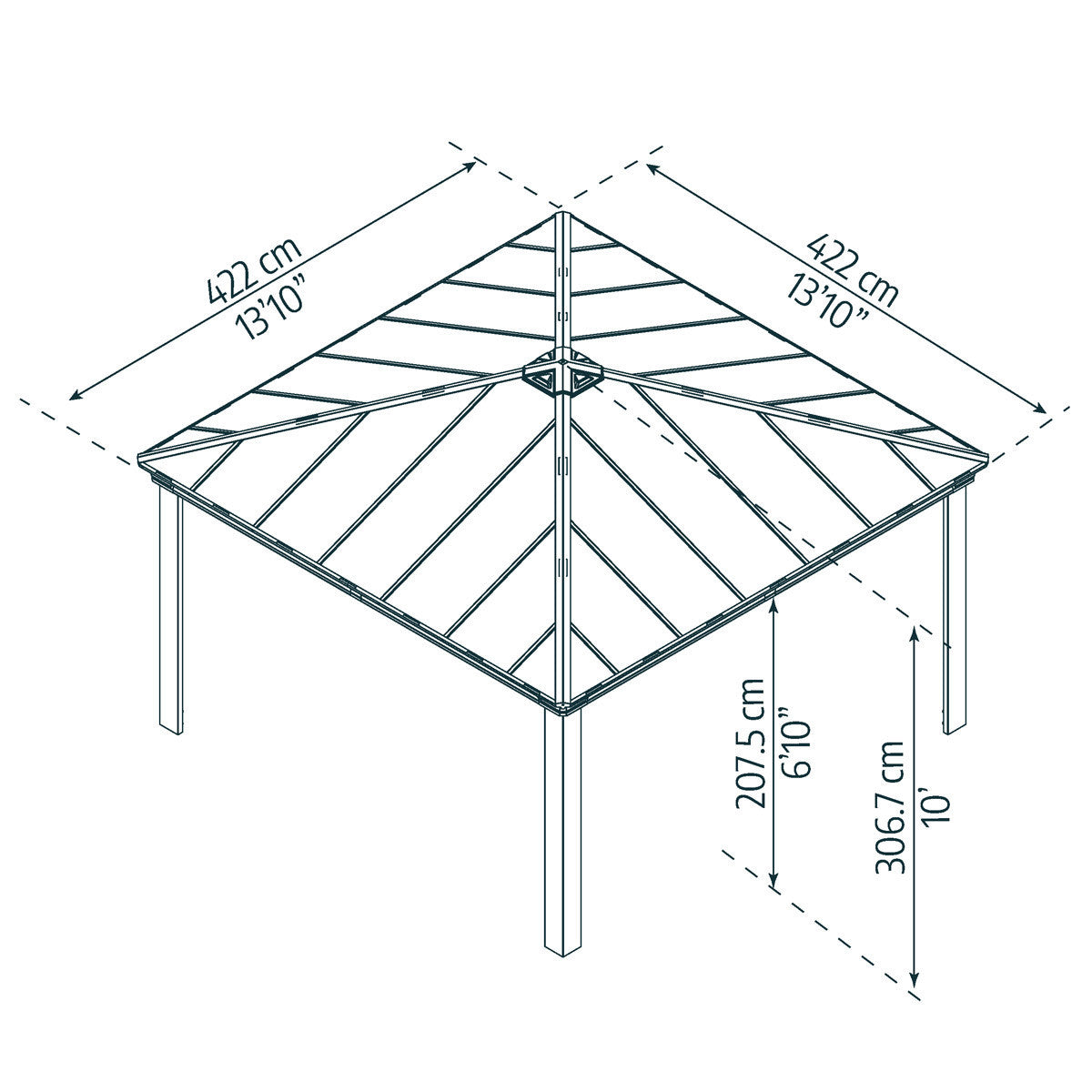 14' Dallas Aluminum Hardtop Gazebo Kit