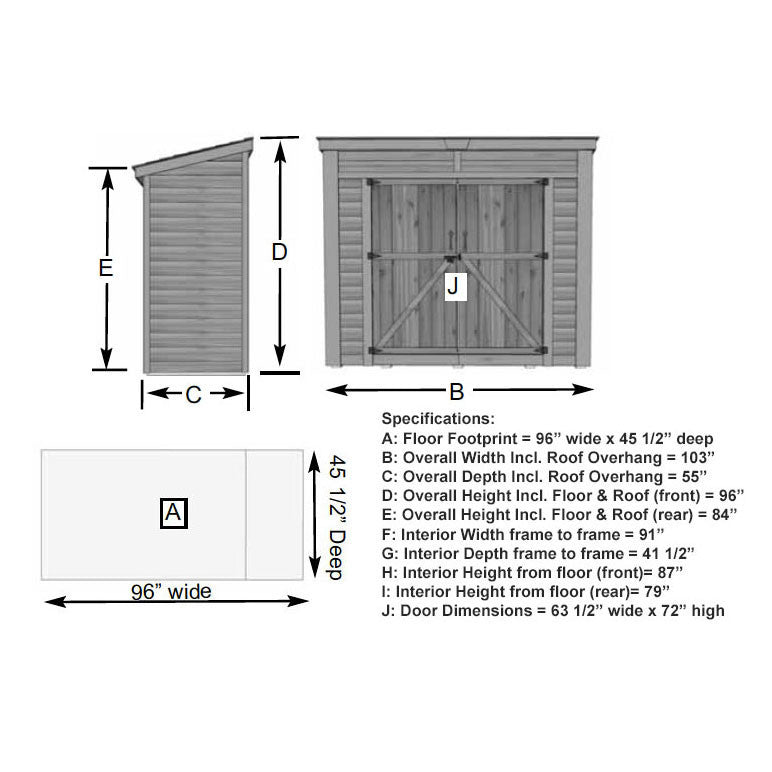 8' x 4' GardenSaver Storage Shed - Double Doors