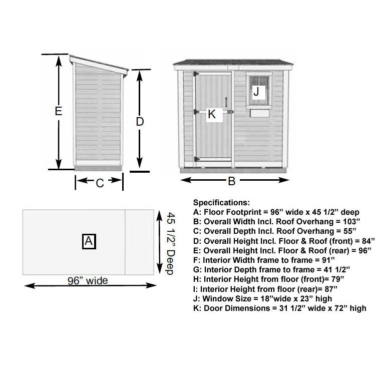 8' x 4' SpaceSaver Storage Shed - Single Door