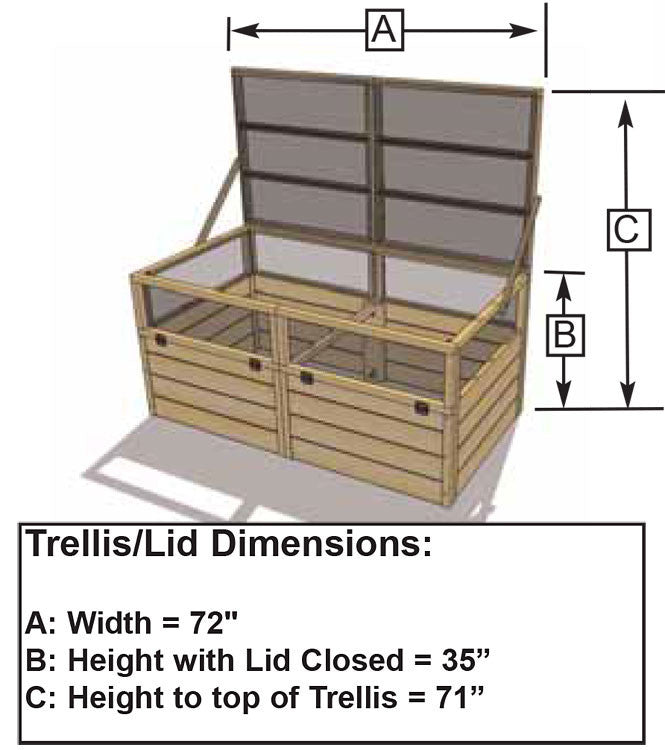 3' x 6' Raised Garden Bed With Hinged Fencing and Trellis