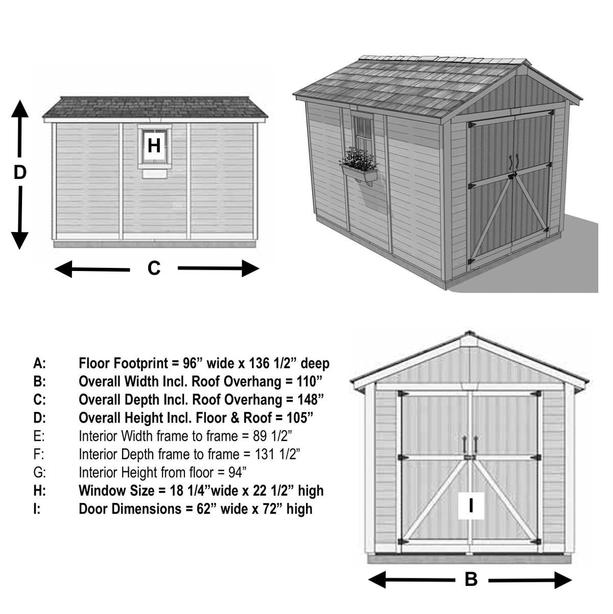 8' x 12' Space Master Cedar Storage Shed