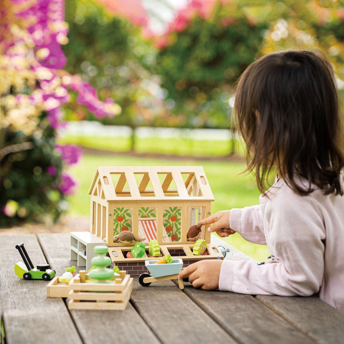 Wooden Greenhouse & Raised Garden Bed Set