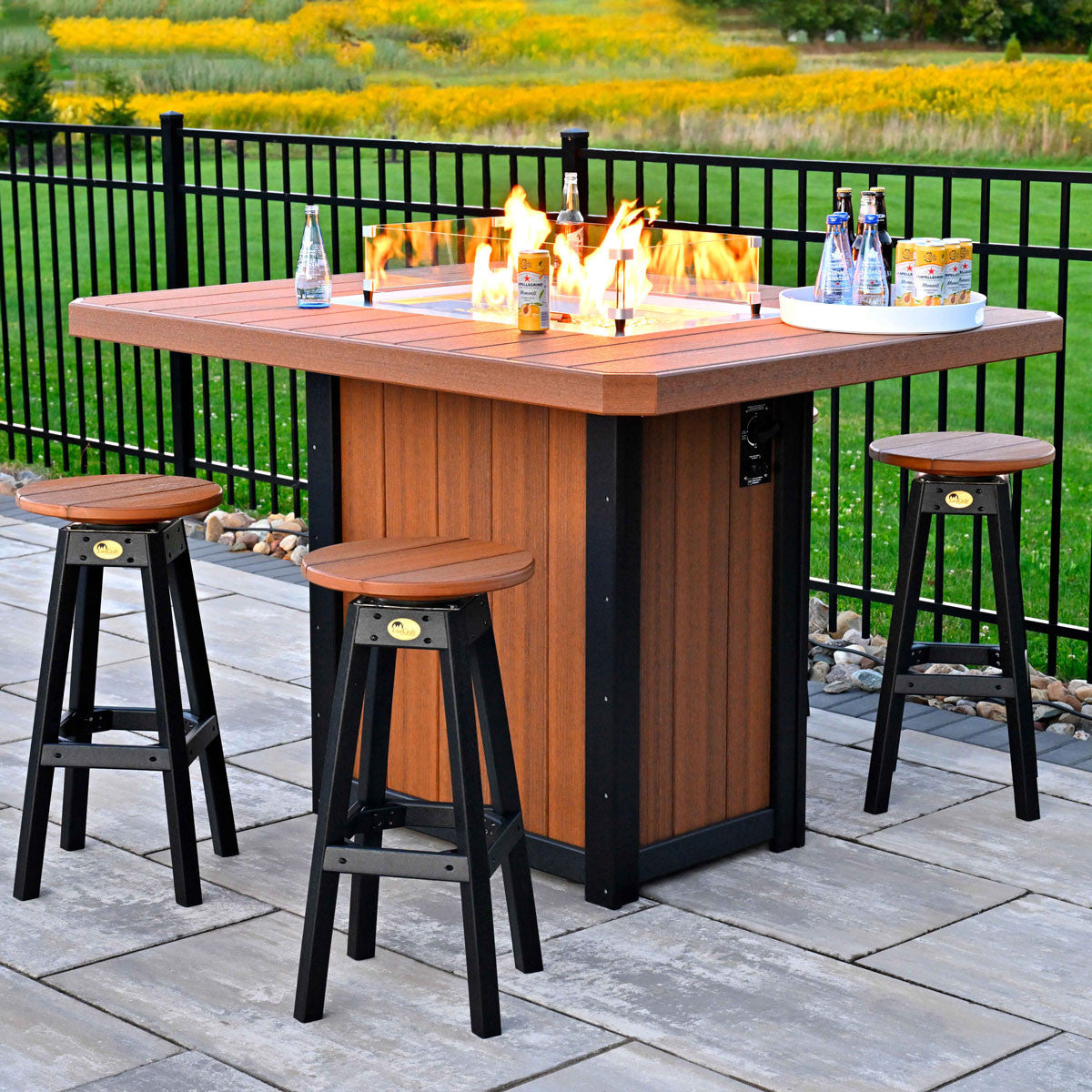 Cedar & Black with 62" Lumin Fire Table