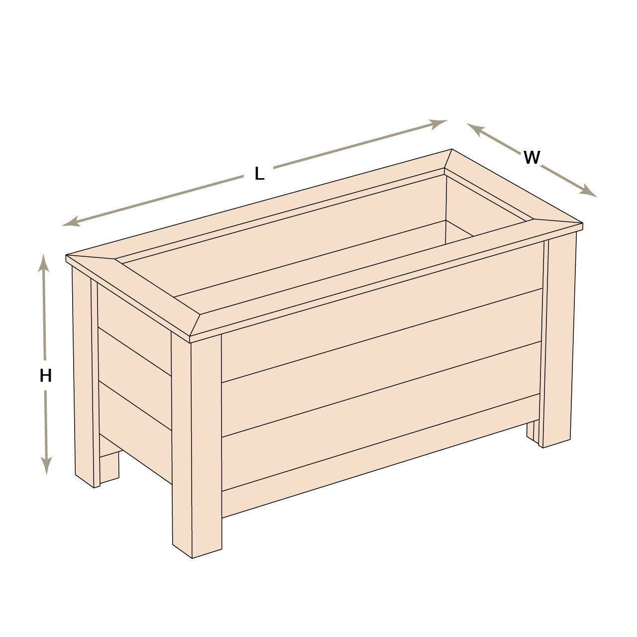 Natural Cedar Rectangle Planter Box - 20"W x 44"L x 22.5"H