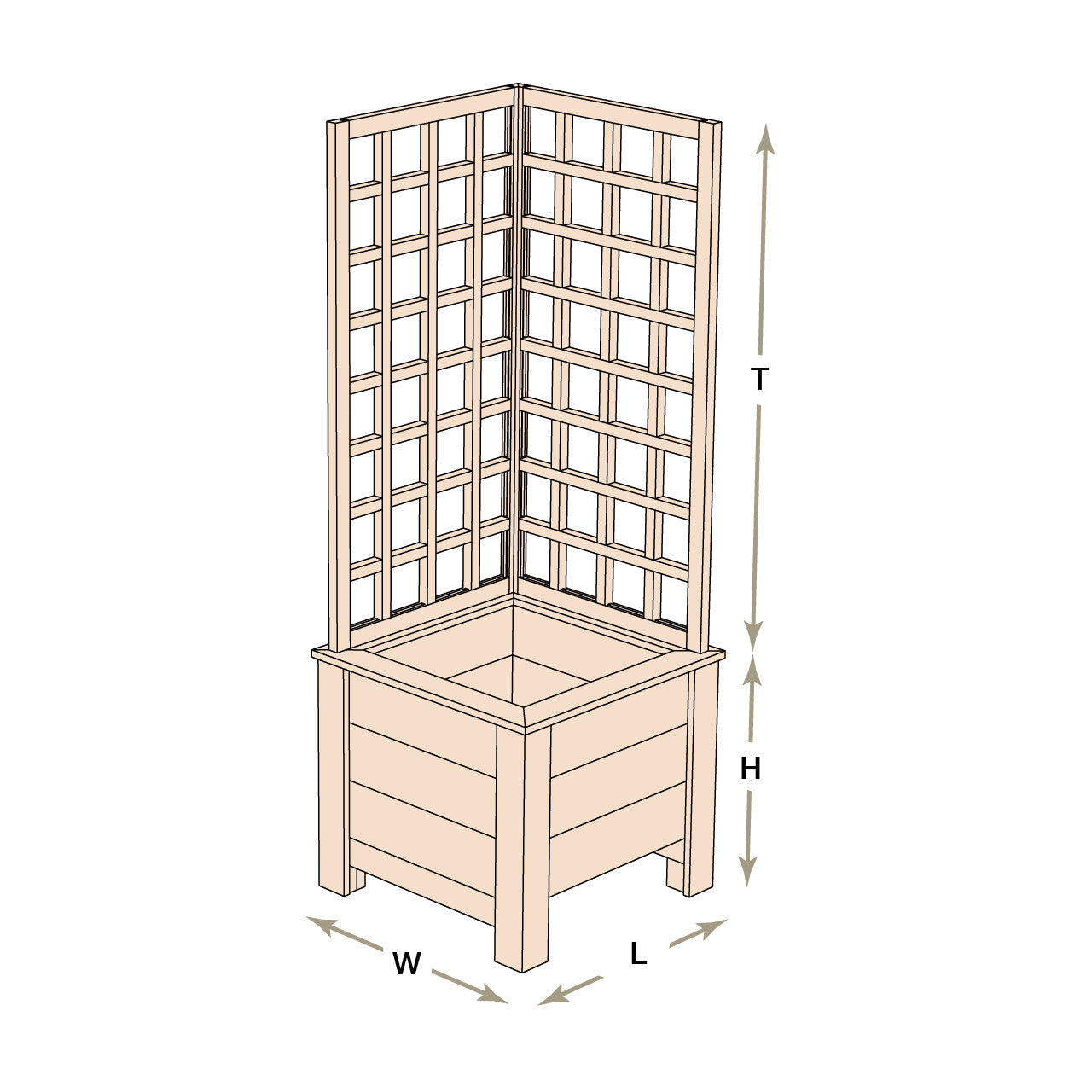 Natural Cedar Planter Box with L-Trellis