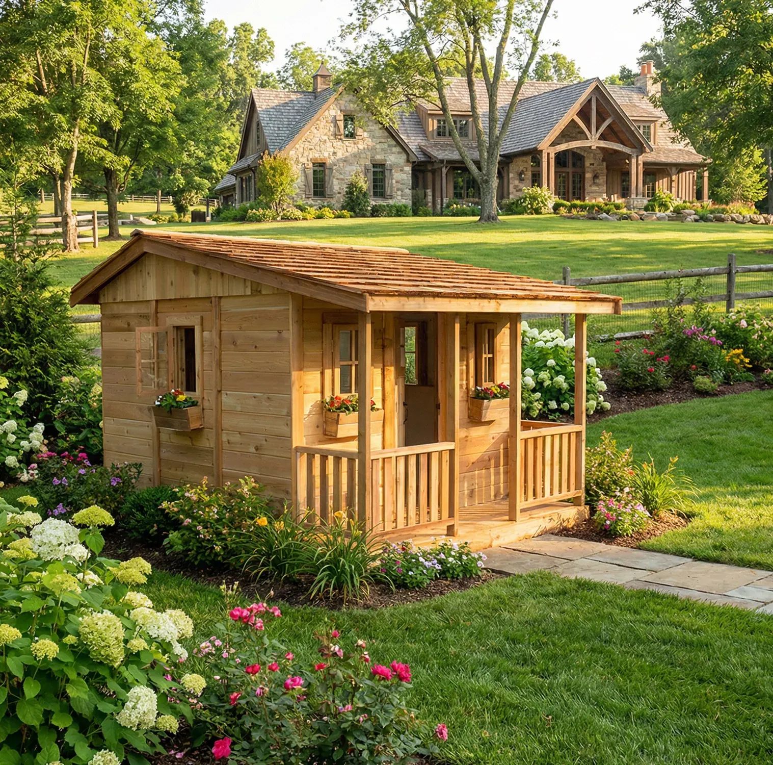 6' x 6' Little Cedar Playhouse & Sandbox