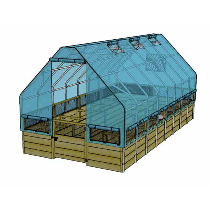 Cedar Complete Raised Garden Bed Kit with Greenhouse Cover 8' x 16'