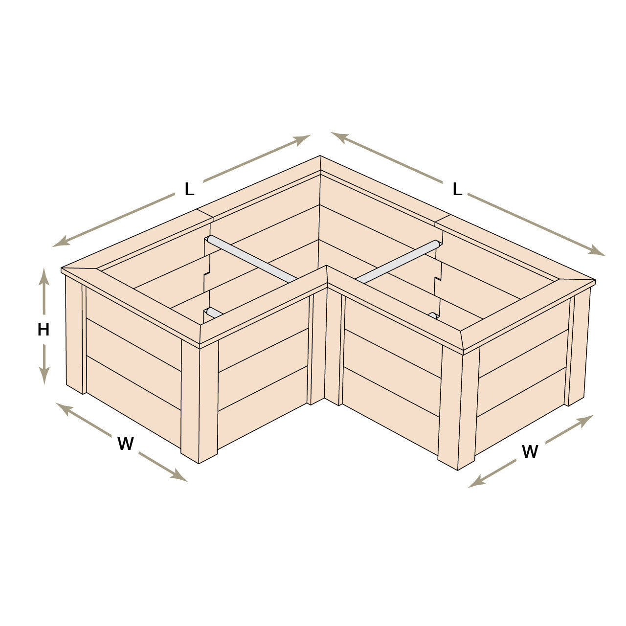 Natural Cedar L-Shaped Raised Garden Beds