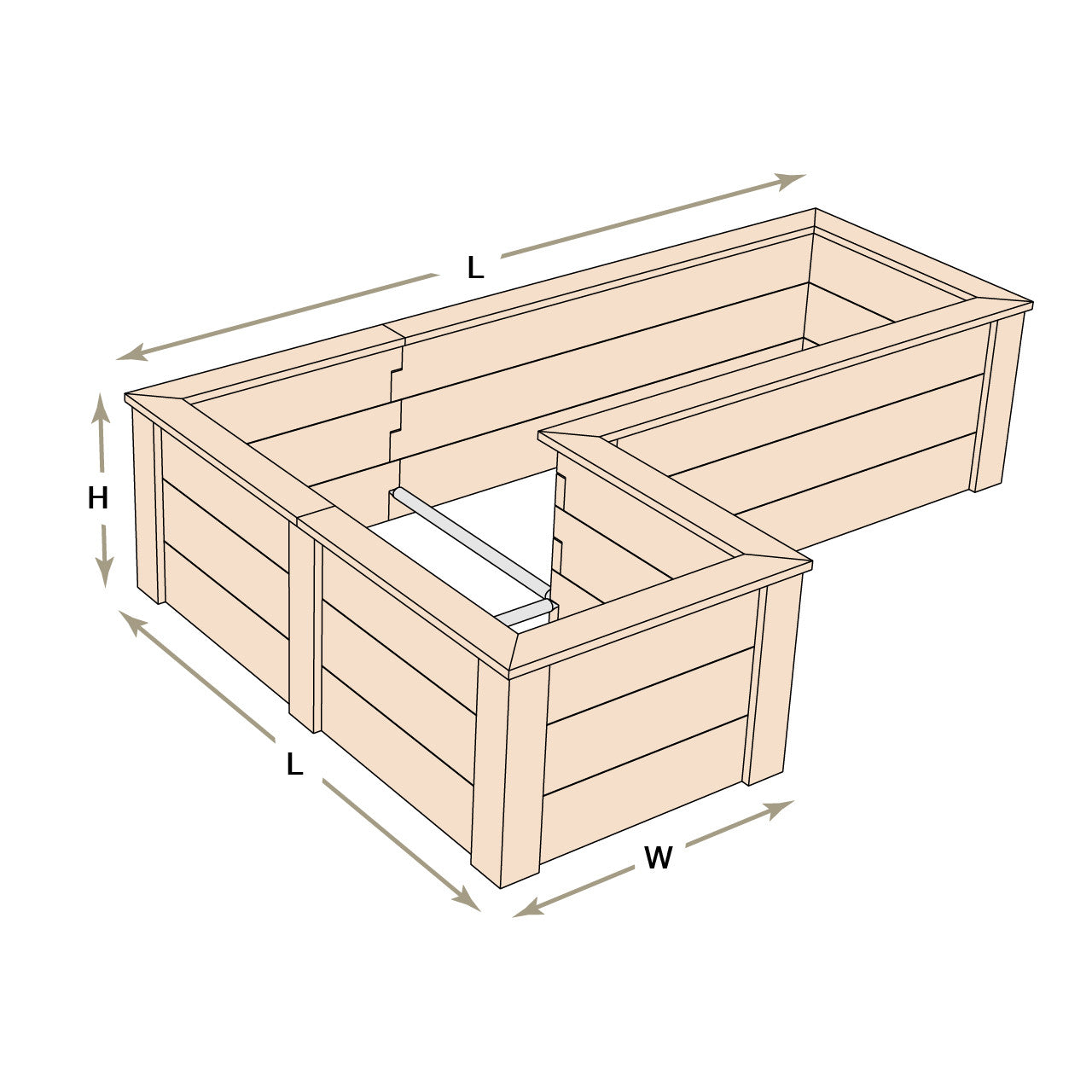 Natural Cedar L-Shaped Raised Garden Beds