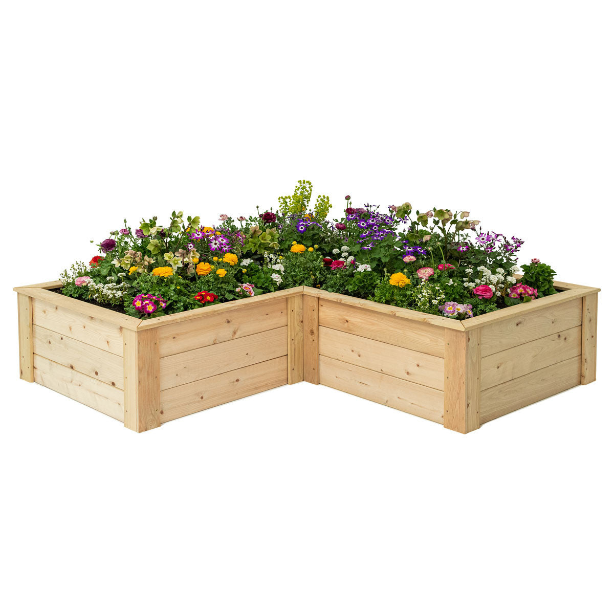 Natural Cedar L-Shaped Raised Garden Beds