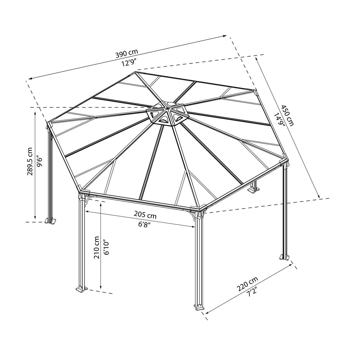 Monaco Aluminum Hexagonal Gazebo Kit