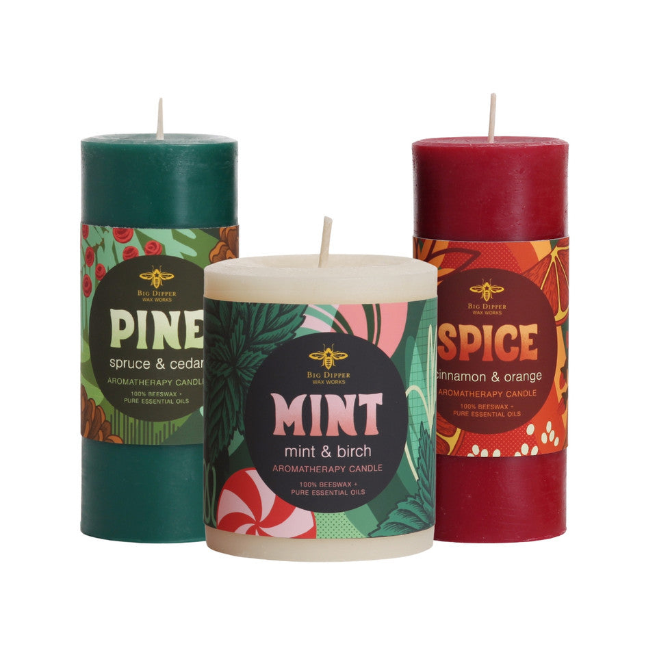 Holiday Aromatherapy Beeswax Pillars